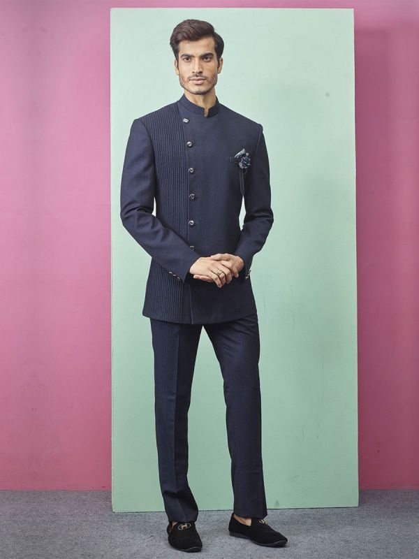 Indian Jodhpuri Suit For Mens Blue Colour.