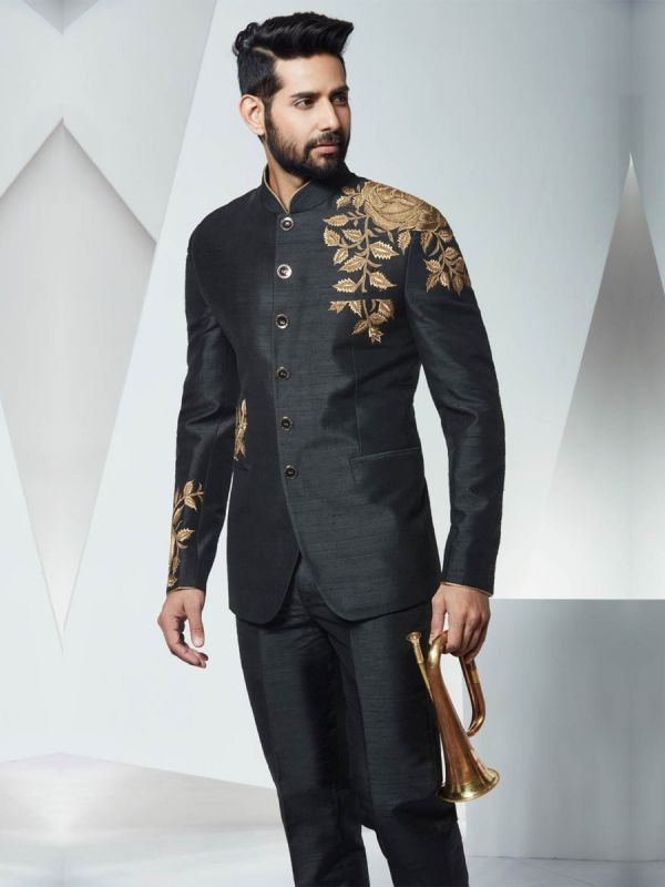 Best Wedding Suits for Men in Graceful Black Jodhpuri Suit