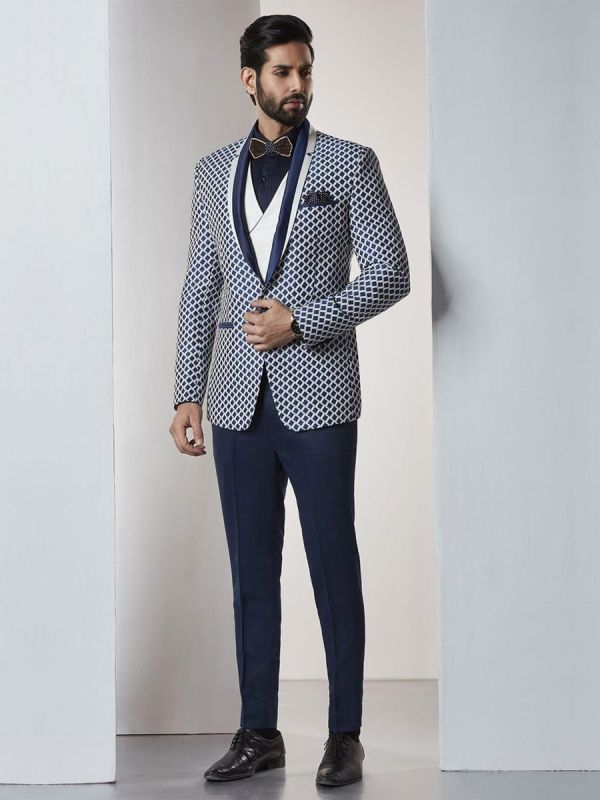 Designer Suits for Men Black,White Color Party Wear Tuxedo Suit