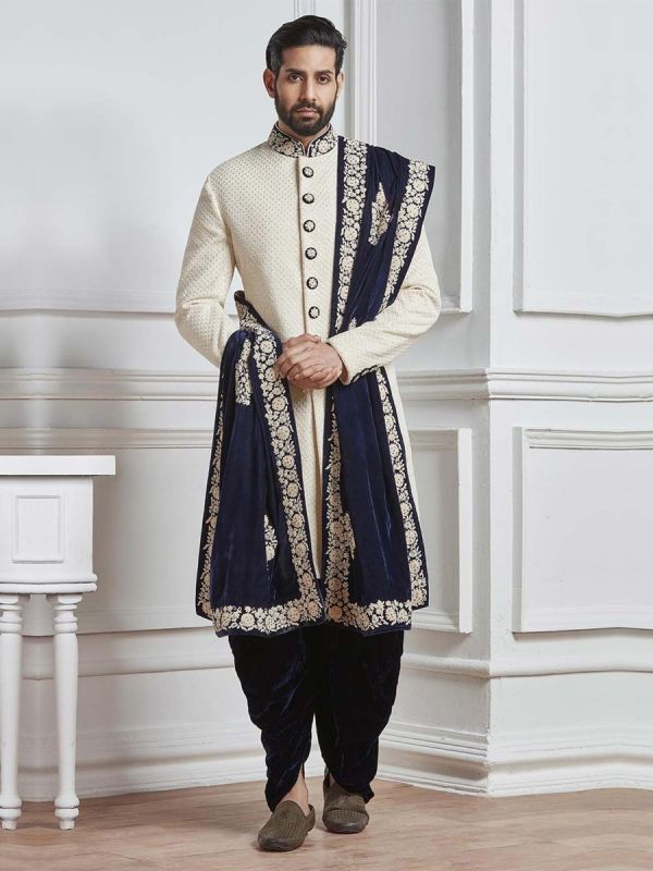 Fabulous White Color Designer Sherwani.