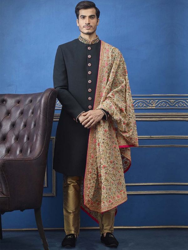 Black Colour Men's Indowestern.