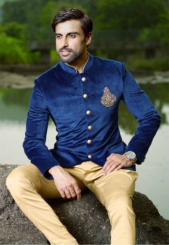 Black Color Rayon Fabric Wedding Style Royal Jodhpuri Jacket