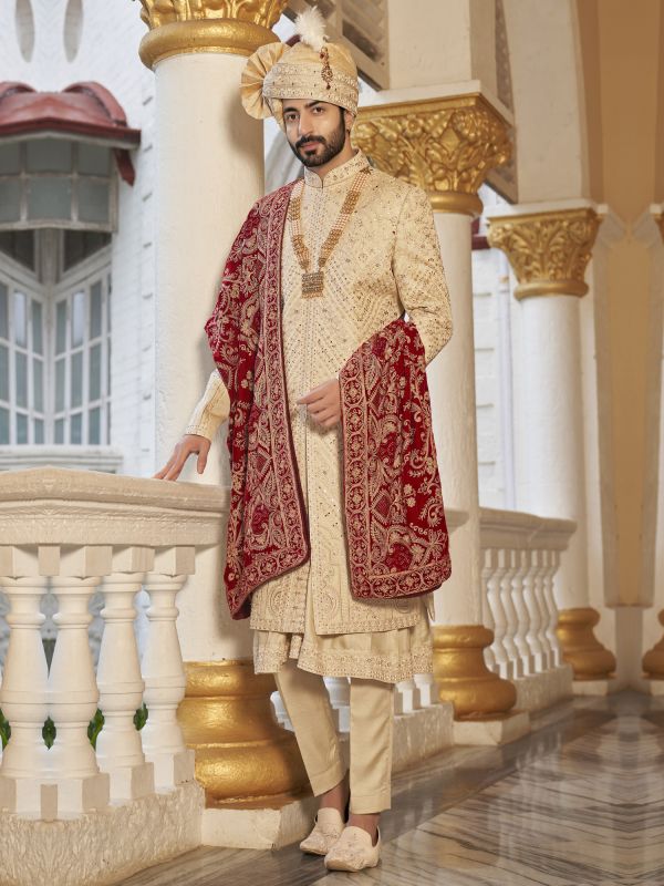 Blend Woven Nehru Jacket In Gold Colour