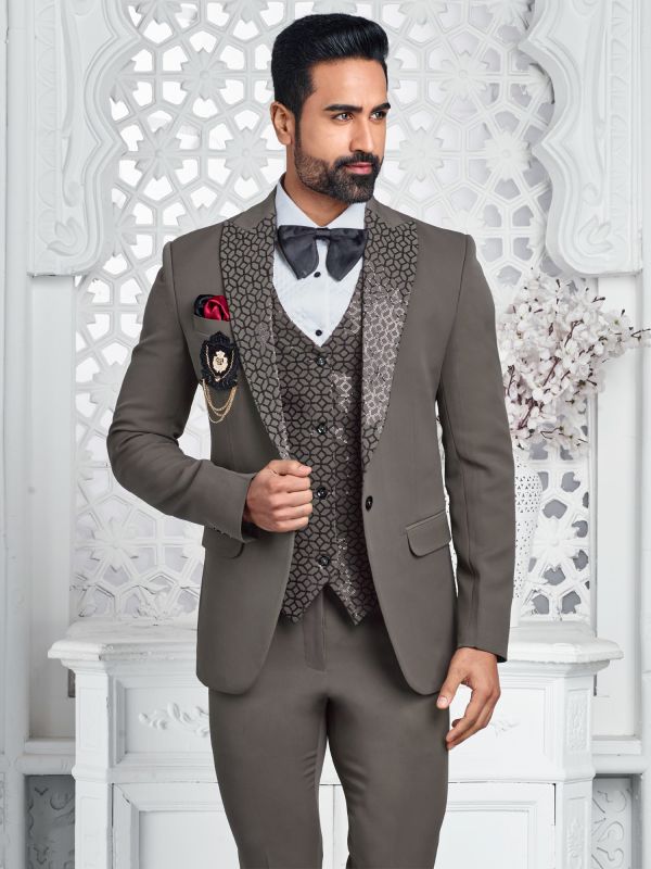 Ash Grey Sequins Enhanced Mens Tuxedo