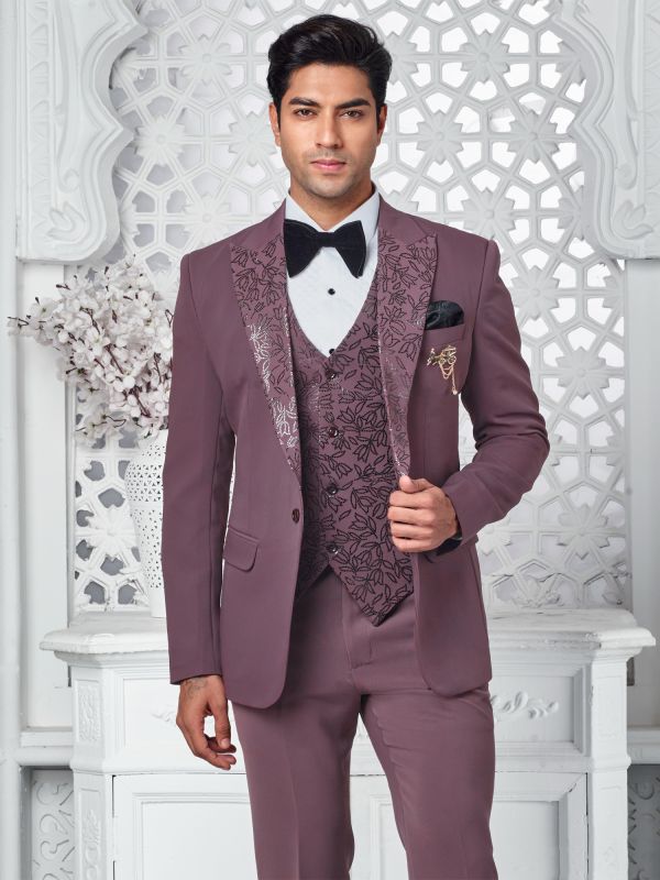 Mauve Pink Mens Three Piece Tuxedo