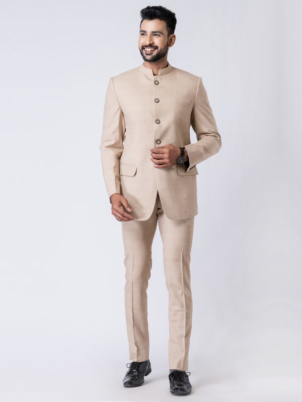 Beige Menswear Jodhpuri In Silk