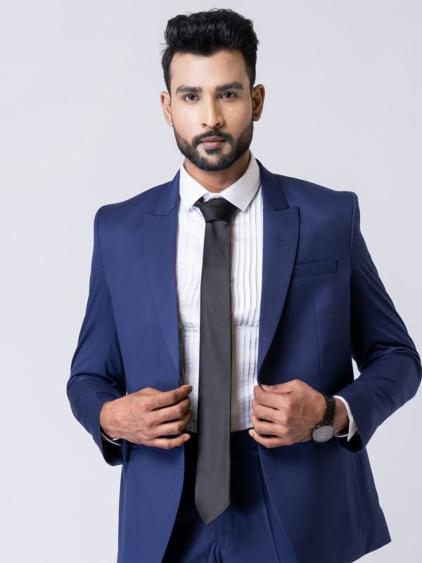 Navy Blue Mens Suit In Imported Fabric