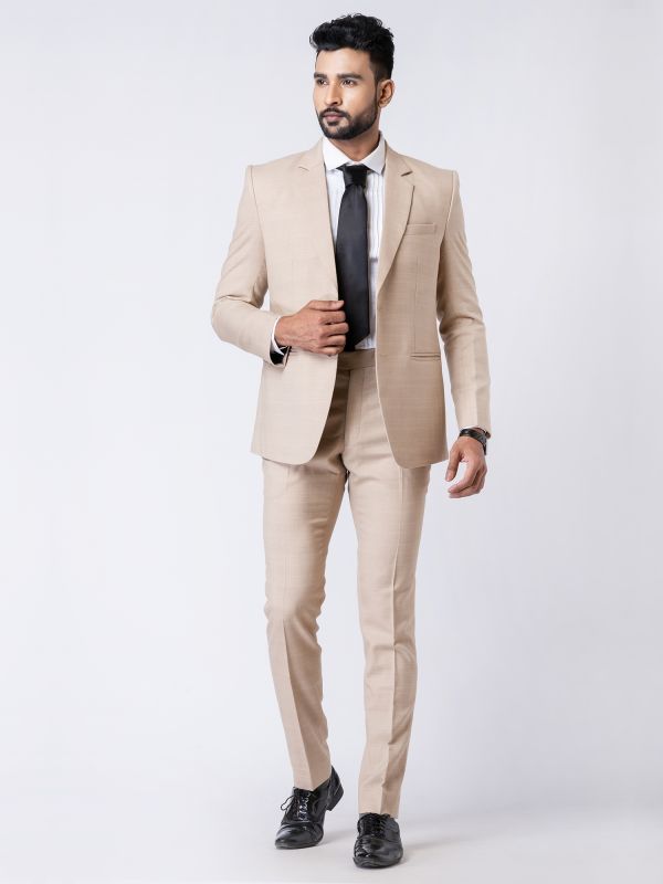 Cream Classic Mens Suit In Imported Fabric