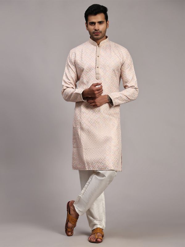 Pink Thead Embroidered Kurta Pyjama