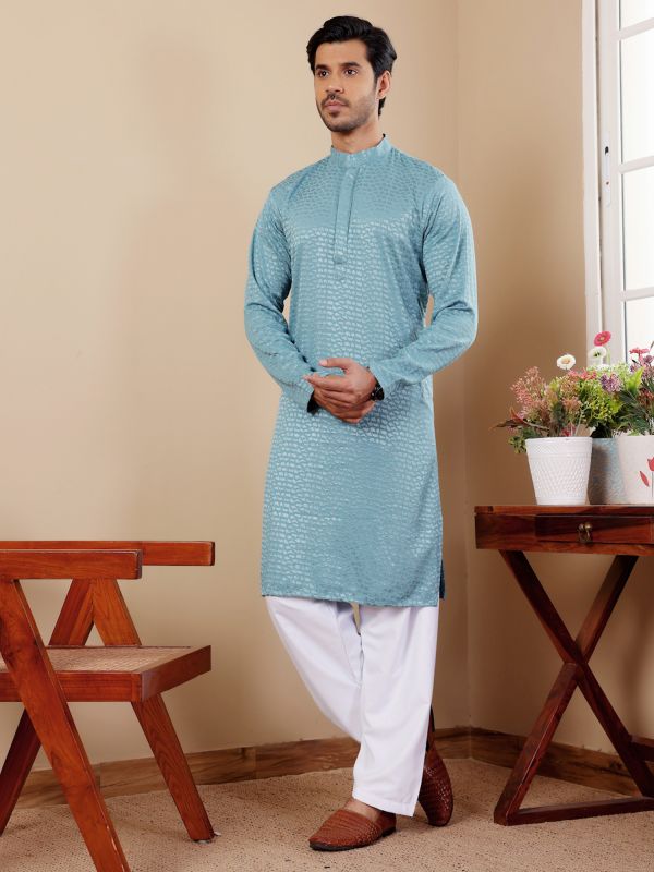 Light Blue Festive Men's Kurta Set