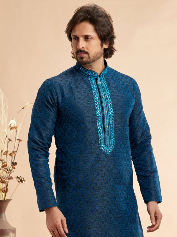 Blue Mirror Augmented Festive Kurta Set