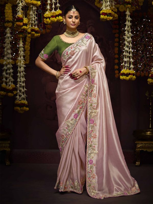 Dusty Pink Stone Augmented Traditional Saree