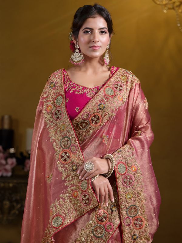 Pink Zari Enhanced Bridesmaid Silk Saree