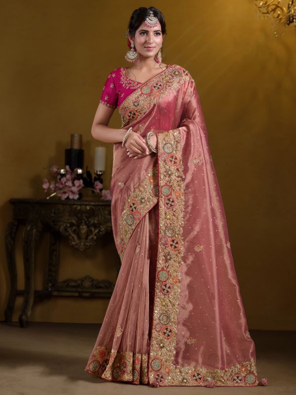 Pink Zari Enhanced Bridesmaid Silk Saree