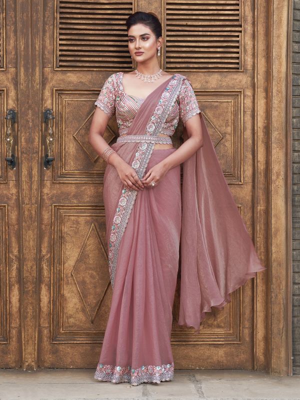 Mauve Sequins Work Enhanced Bridesmaid Sarees