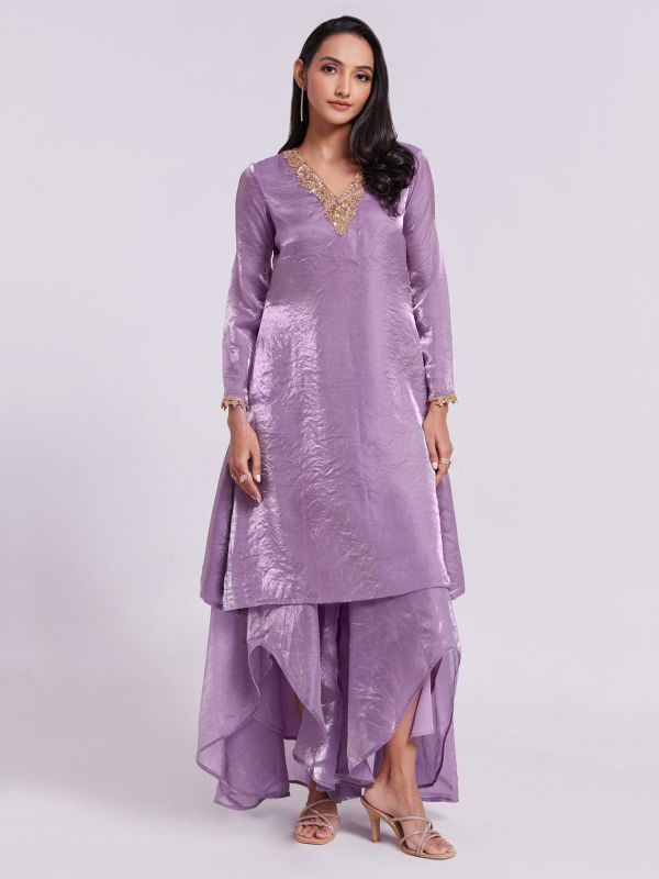 Lilac Organza Readymade Womens Dress