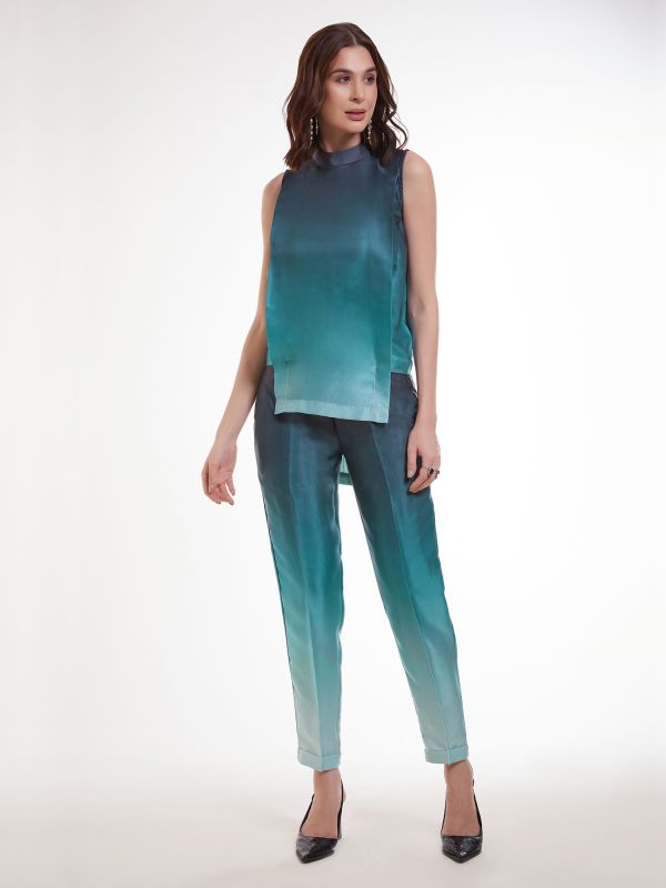 Ocean Blue Ombre Shaded Top With Bottom