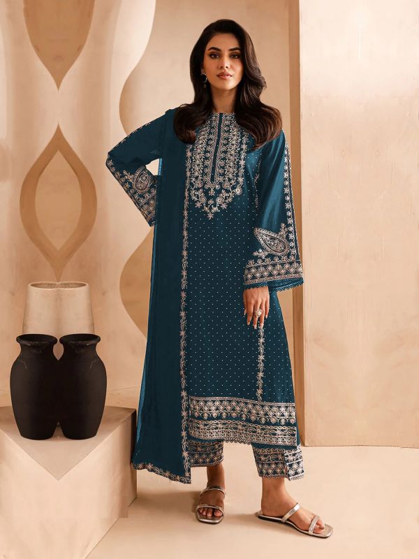 Rama Green Pakistani Salwar Suit In Georgette