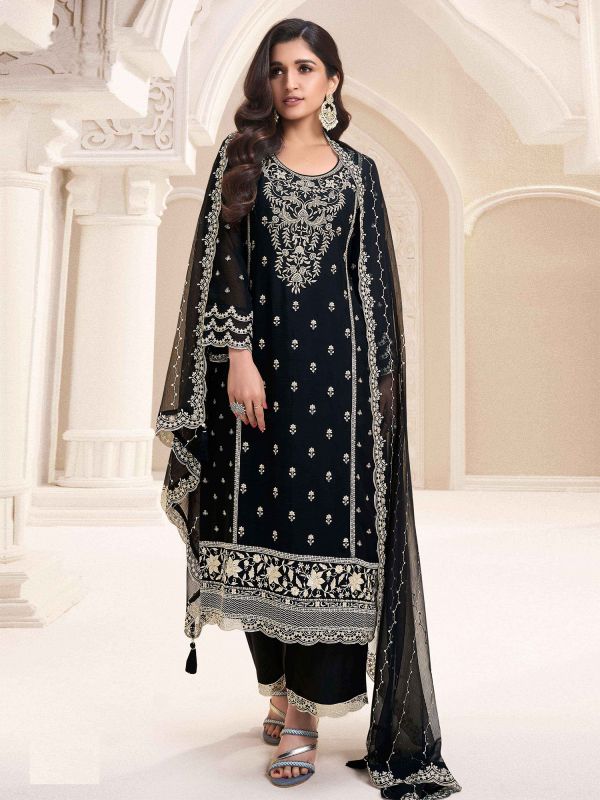 Black Full Sleeved Pakistani Salwar Suits