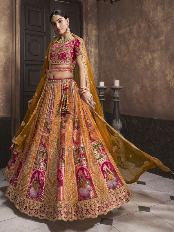 Yellow Wedding Lehenga Choli In Heavy Zari Embroidery