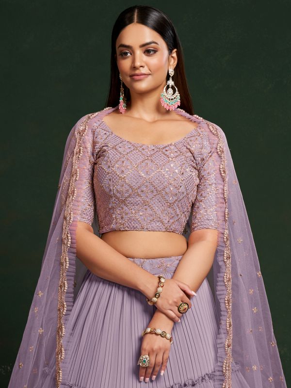 Lilac Party Wear Lehenga Choli In Georgette