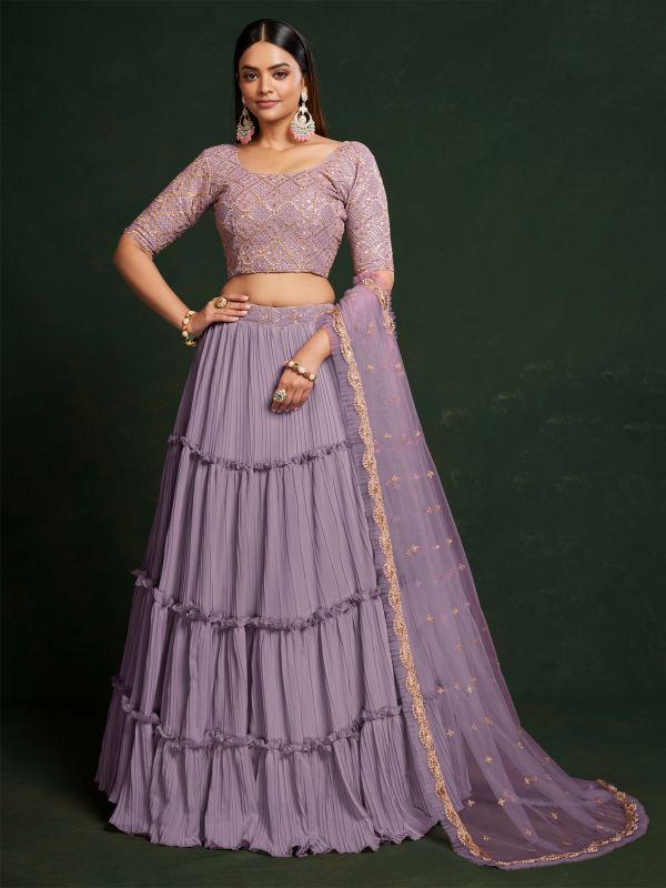 Lilac Party Wear Lehenga Choli In Georgette