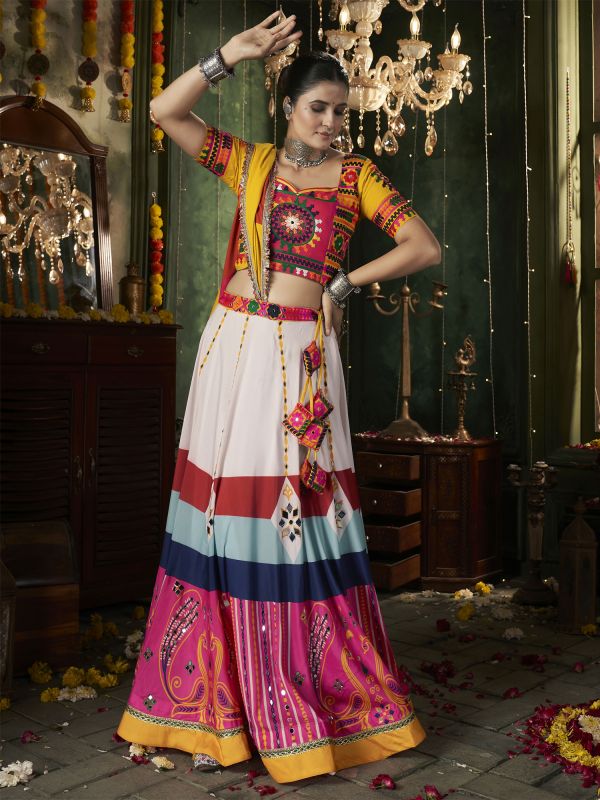 Multicolor Thread Embroidered Navratri Lehenga Choli