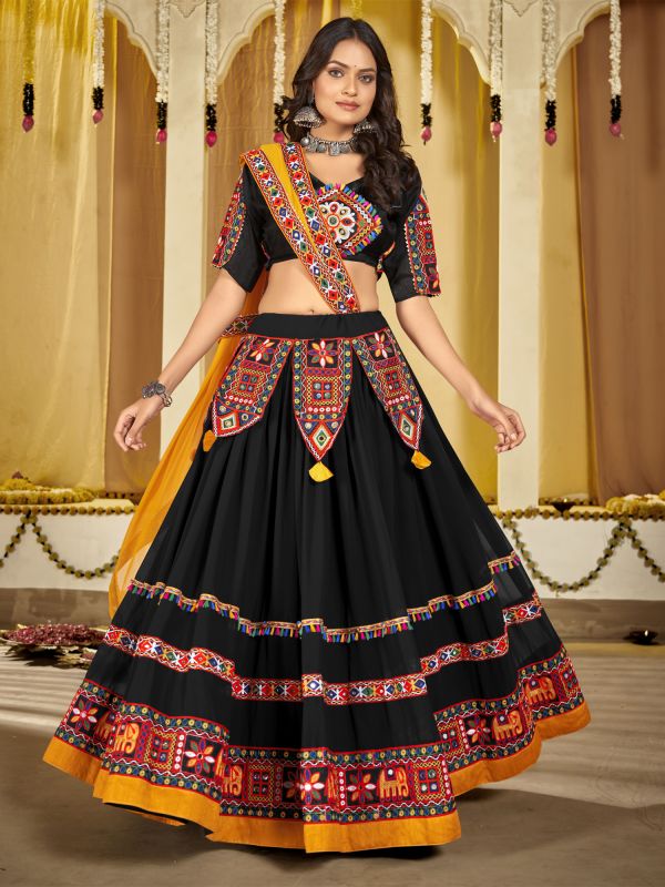 Black Mirror Work Lehenga Choli For Navratri