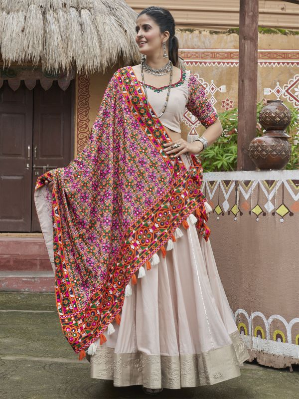 Off White Thread Embroidered Lehenga Choli