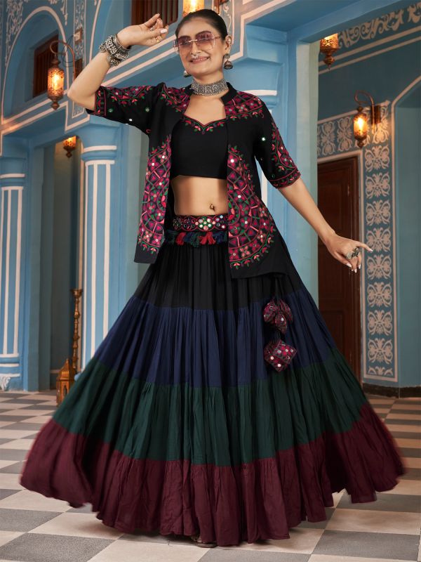 Multicolor Navratri Lehenga Choli With Jacket