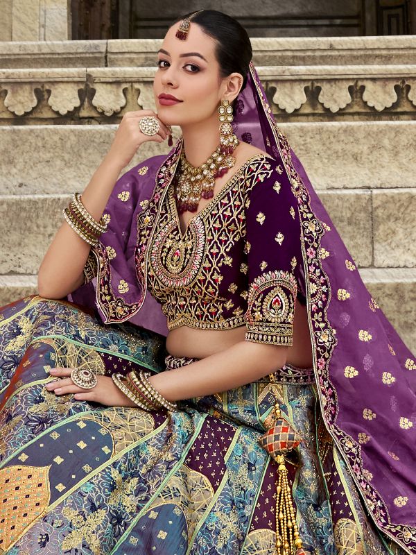 Multicolor Wedding Lehenga Choli In Sequins Work