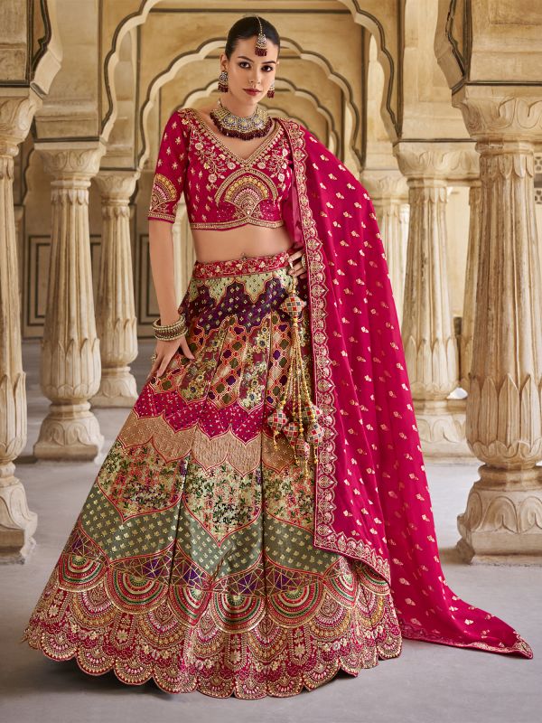 Multicolor Bridal Lehenga Choli In Heavy Embroidery