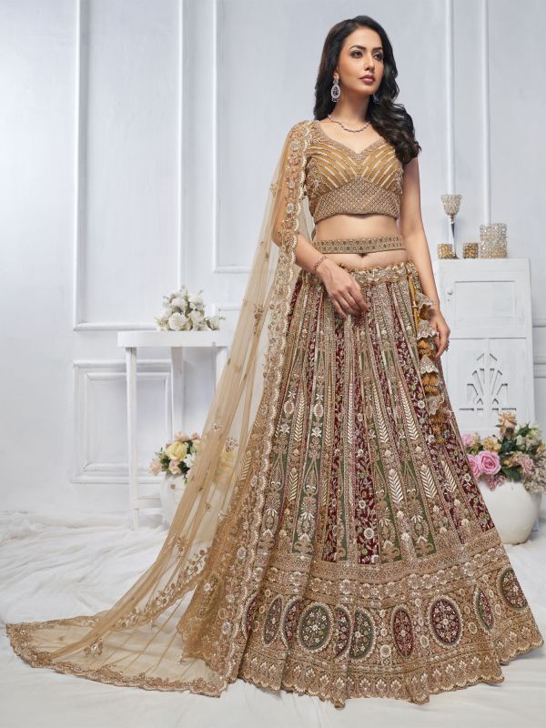 Golden Heavy Zari Embellished Lehenga Choli