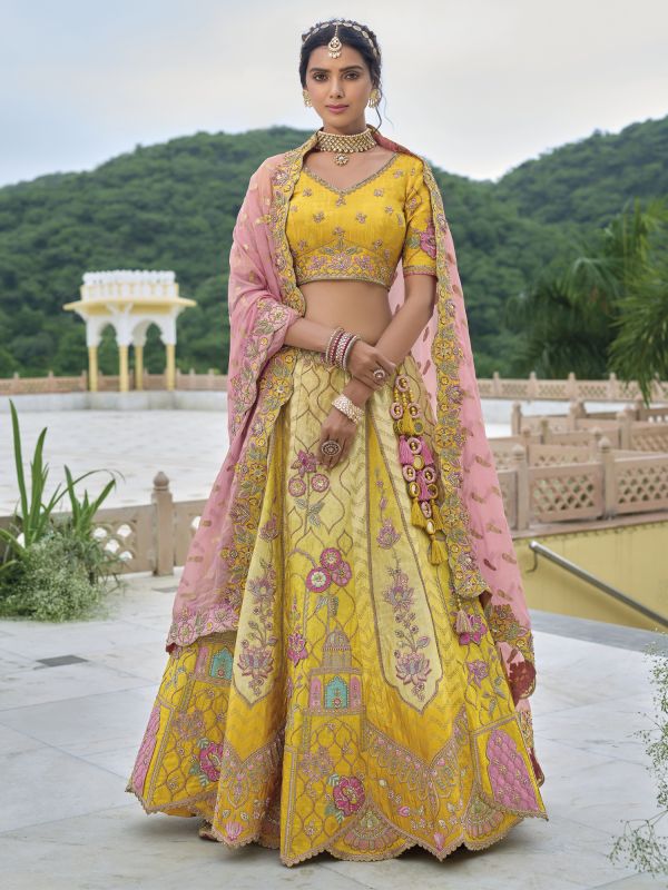 Yellow Ombre Shaded Traditional Lehenga Choli