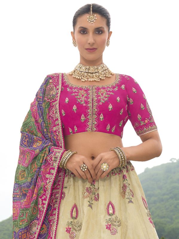 Cream Heavy Embroidered Designer Lehenga Choli