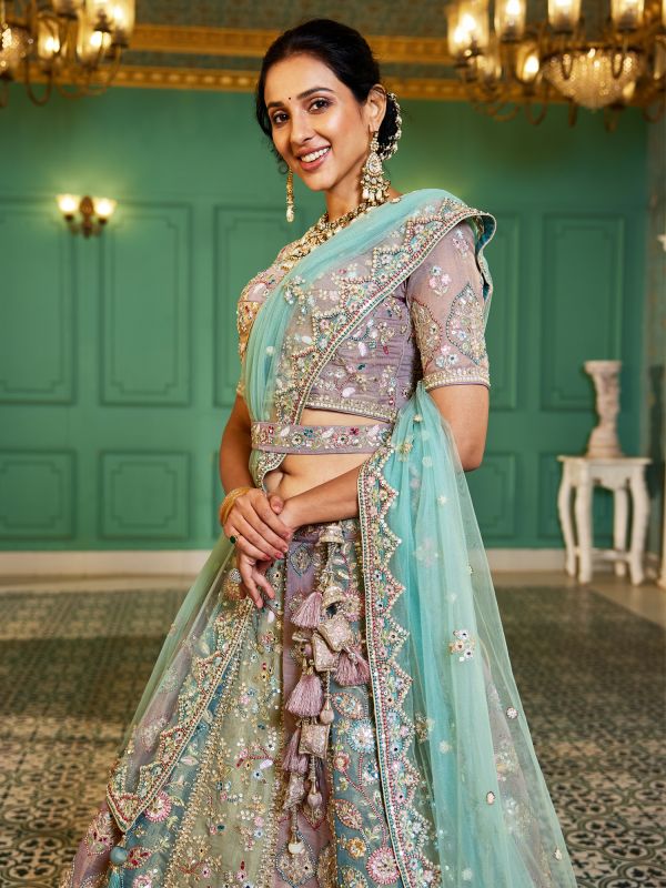 Multicolor Mirror Embellished Bridesmaid Lehenga Set