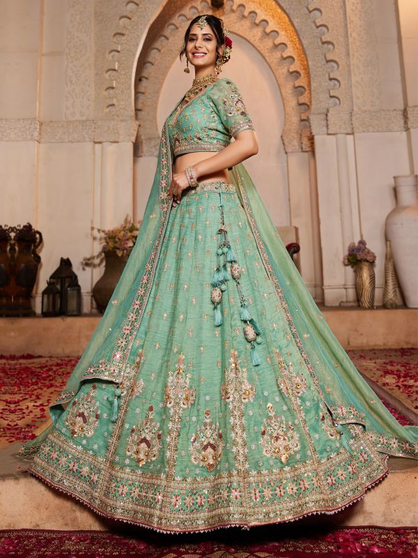 Green Wedding Lehenga Choli In Heavy Embroidery