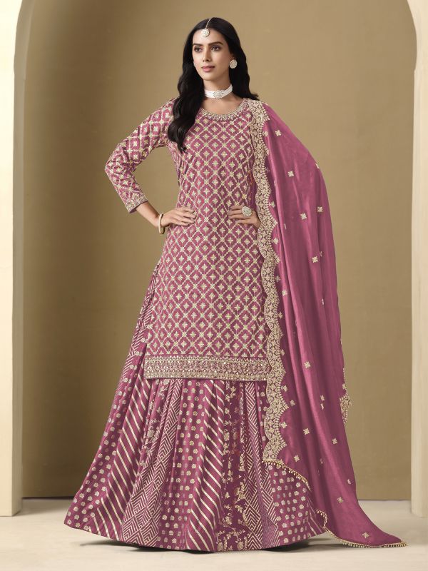 Pink Indo Style Lehenga Choli In Sequins Work