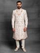 Off White,Peach Colour Silk Fabric Mens Sherwani.