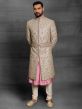 Cream,Pink Colour Silk Fabric Indian Designer Sherwani.