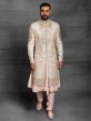 Cream,Pink Colour Silk Fabric Mens Wedding Sherwani.