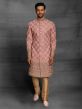 Pink Colour Silk Fabric Mens Sherwani in Thread,Hand Work.