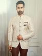 Cream Colour Imported Fabric Party Wear Men Suit.