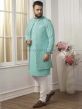 Turquoise Colour Imported Fabric Mens Kurta Jacket.