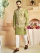 Green Colour Jacquard,Silk Fabric Mens Designer Kurta Jacket.