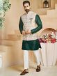 Cream,Green Colour Jacquard,Silk Fabric Readymade Kurta Jacket.