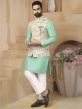 Turquoise,Cream Colour Designer Kurta Pajama Jacket.