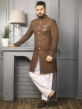 Brown Colour Imported Fabric Designer Indowestern.