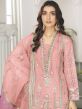 Pink Pant Style Suit In Organza with Dupatta 