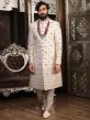 Off White Mens Embroidered Sherwani In Silk